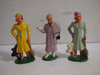 3 Vintage Lead Miniature Toy Women Figures - L@@k