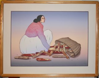 Listed Native American Artist R.  C.  Gorman,  Color Lithograph Signed