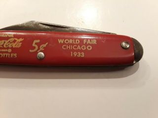 Coca Cola Soda Pocket Knife or Blade World Fair Chicago 1933 Drink 5 Cents USA 2