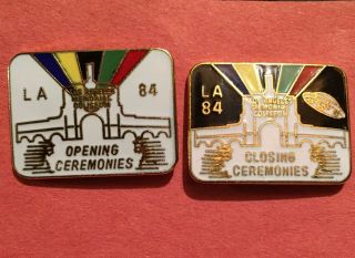 1984 La Olympic Pin Set Los Angeles Opening And Closing Ceremonies Cloisonne
