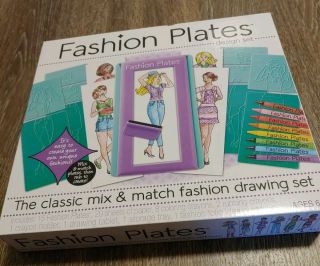 Fashion Plates Deluxe Design Set Draw Girls Kid Craft Holiday Gift Kit Toy