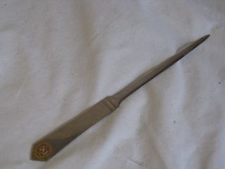 vintage letter opener Italy Italian metal w/ unique coat of arms shield detail 3