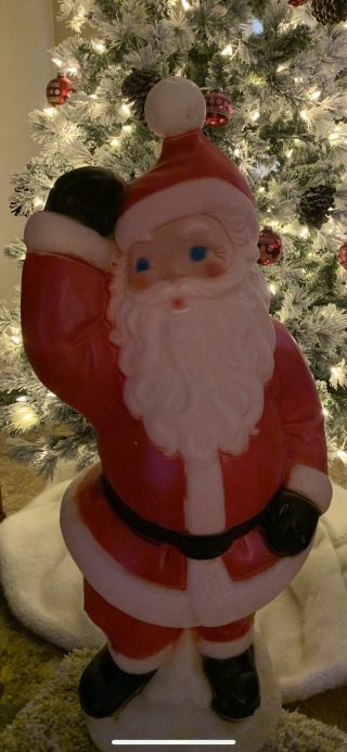 Vintage Christmas Waving Santa Claus General Foam Lighted Blow Mold Hardly