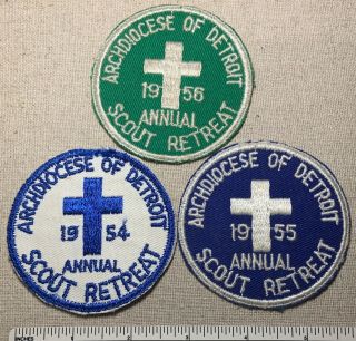 3 Vintage 1950s Detroit Area Council Boy Scout Retreat Patches Archdiocese Of Ce