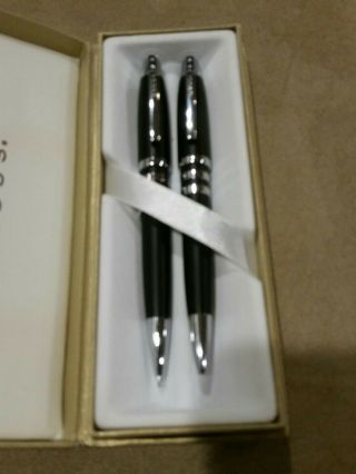 Cross Black Lacquer & Silver Ballpoint Pen And Pencil Set