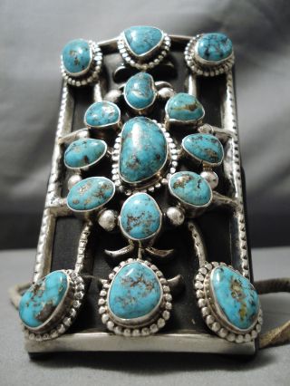 Vintage Navajo Huge Turquoise Nuggets Sterling Silver Ketoh Bracelet