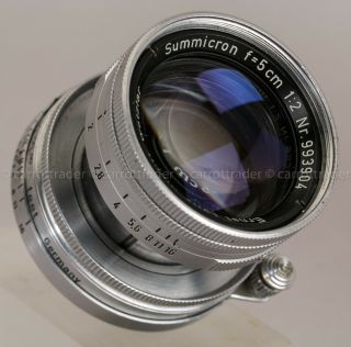 Vintage Leica Ernst Leitz Wetzler Summicron 5cm F2 Version I Screw Mount Lens