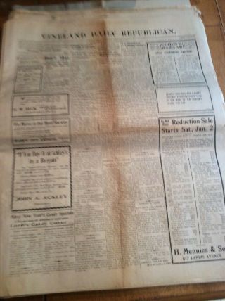 3 Mos Antique Vineland Daily Republic Newspaper Ww1 Era World War Military 1915