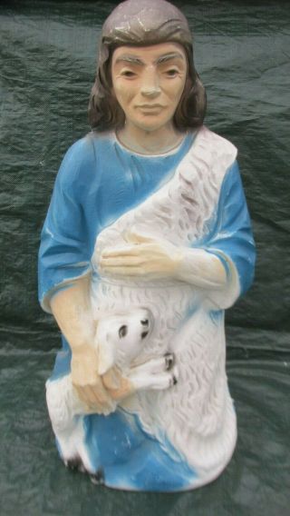 Vintage Beco Blow Mold Nativity Shepherd Holding Lamb Lighted U.  S.  A.  Made Lqqk