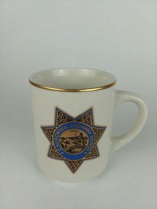 California.  Highway Patrol Coffee Mug - Gold Trim - Crestor - " Eureka " In Seal