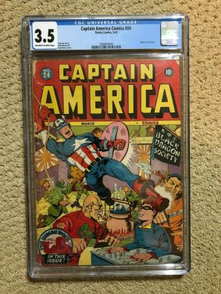 Captain America Comics 24 Cgc 3.  5 Timely 3/43 Syd Shores Torture Cover