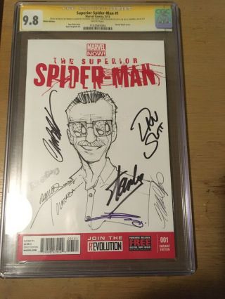 Stan Lee Signed Cgc 9.  8 Superior Spider - Man 1 Signed And Sketch By Ramos