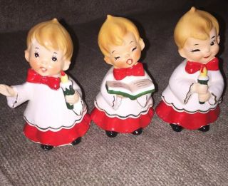 Vintage Josef Originals Christmas Choir Boys Ceramic Figurines Japan 50’s