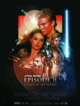 Vintage Star Wars Attack Of The Clones Poster Episode 2 (2002) 24 X 36 Inches