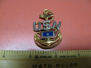 Ww2 Era U.  S.  Navy Son In Service Navy Chief Pin Pin Backed