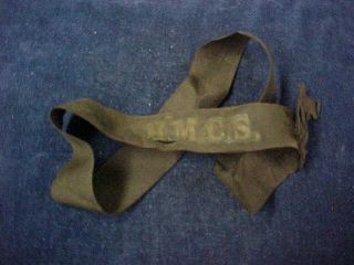 Orig Ww2 Rcn Cap Tally " Hmcs " Royal Canadian Navy " Great Use " Tied For Wear