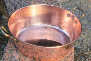 Vintage Copper Confiture Jam Pan With Bronze Handles 4lbs D 15inch