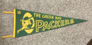 1960s Vintage Green Bay Packers Wisconsin Nfl Football Pennant 11.  5x29.  5