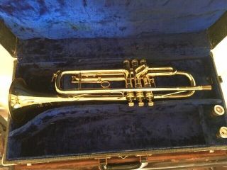 Vintage Henri Selmer Paris Depose Trumpet Modified 24b W/ Bach Mouthpieces 1956