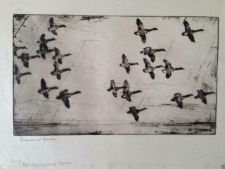Frank W.  Benson - Currituck Marshes,  Pencil Signed Etching,  1926.  Paff 259 - Outer Bank