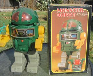 Vintage 2 Monster Robot Toys 1 Is Battery Operated Taiwan Mib