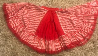 Womens Large Red White Striped Candy Cane Chriatmas Skirt Square Dancer Dancing