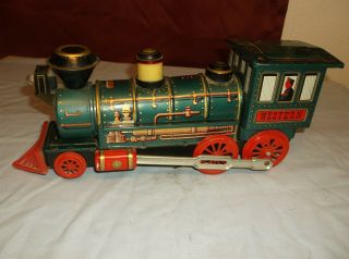 1960s Western Locomotive Tin Toy Battery Operated Train Japan Mystery Action