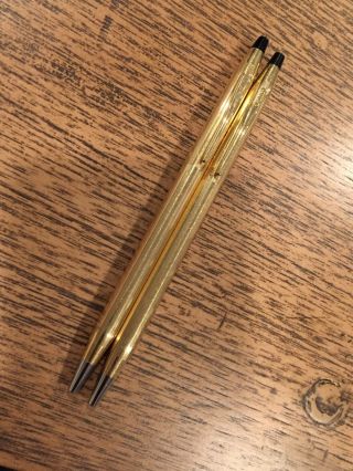 2 Vintage Cross 1/20 12 Kt Gold Filled Ballpoint Pen Engraved (engraved)