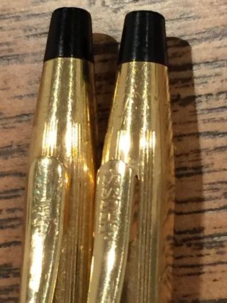 2 Vintage Cross 1/20 12 KT Gold Filled Ballpoint Pen Engraved (Engraved) 2