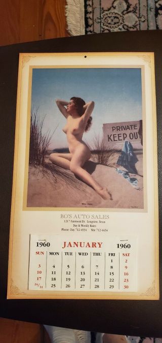 Vintage Pin Up Calendar / Well Dune / 1960 / 10 " X 17 " / Look / Man Cave