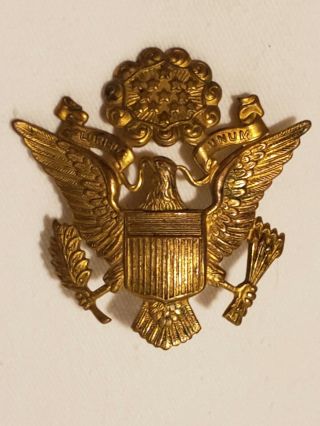 Vintage Wwii Us Military E Pluribus Unum Eagle Crest 3 " Emblem Screw Back
