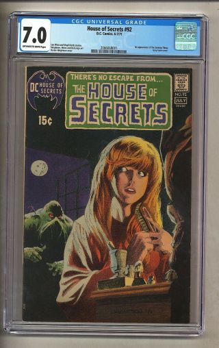 House Of Secrets 92 (cgc 7.  0) Ow/w Pgs; 1st App.  Swamp Thing; Wrightson (c 26427