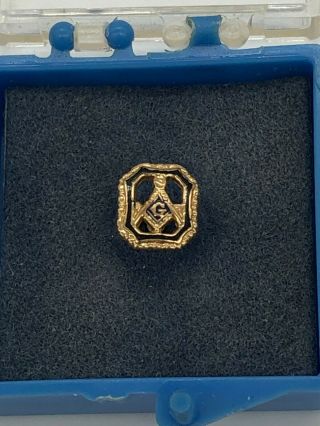 Vintage 10k Gold Mason Blue Lodge Tiny Lapel Pin - Freemason Masonic Screw Back