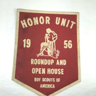 Vintage Boys Life Boy Scouts Red Honor Unit Open House Felt Pennant Flag