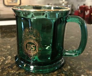 Dea Us Department Of Justice Green Glass Mug Cup Special Agent Usa