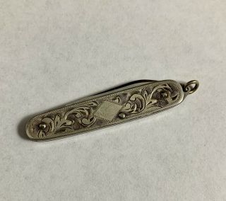 Vintage Sterling Silver Pocket Knife Oriental Stainless Watch Fob Knife 2