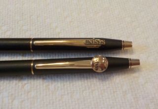 2 Vintage Cross Classic Black Ballpoint Pens Unisys Corporation Both Work