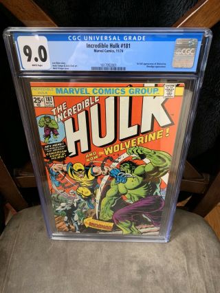 Incredible Hulk 181 Marvel 1st Appearance Wolverine Cgc 9.  0 White Pages 1974