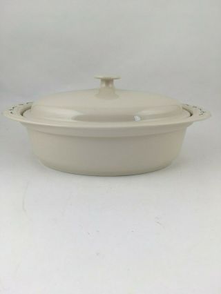 Longaberger Pottery Oval Casserole Dish W Lid Heritage Green