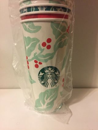 40 Starbucks Holiday Christmas Disposable Paper Cups Sleeve Venti 20 Oz