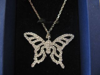 Swarovski Swan Signed Crystal Nightingale Butterfly Pendant Necklace