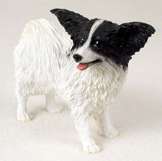 Papillon Figurine Hand Painted Collectible Statue Black