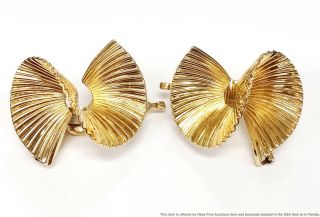 Tiffany Co 14K Yellow Gold Vintage Retro Deco Designer Swirl Earrings W Box 3