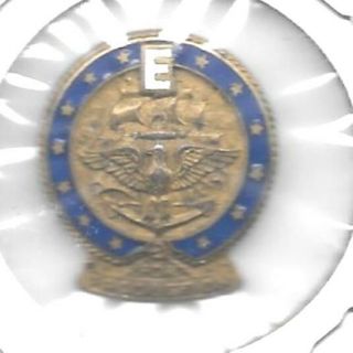 World War Ii U S Navy E For Production Award Lapelpin Badge - Gilt Metal,  Enamel