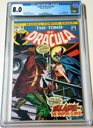 Tomb Of Dracula 10 Cgc 8.  0 W/p 1st Appearance Of Blade The Vampire Hunter Mcu