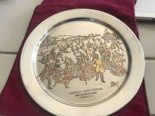 The Danbury 1973 Currier & Ives Sterling Silver Plate,  The Skating Pond