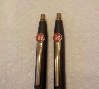 Vintage Set Cross Classic Black Ballpoint Pen & Pencil Burroughs Corporation
