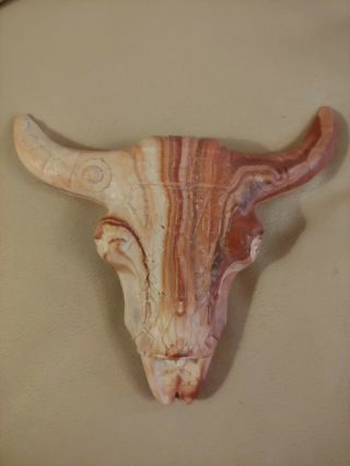 Bison Buffalo Head Marble Wall Hanging Native American Home Decor Statue 7 " X 8 "