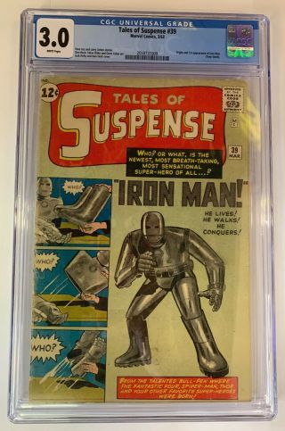 Tales Of Suspense 39 Marvel Comics 1963 Cgc 3.  0 1st Iron Man Appearance Classic