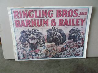 Vintage Advertisement Ringling Bros & Barnum & Bailey Circus Poster 33 1/2 X 24